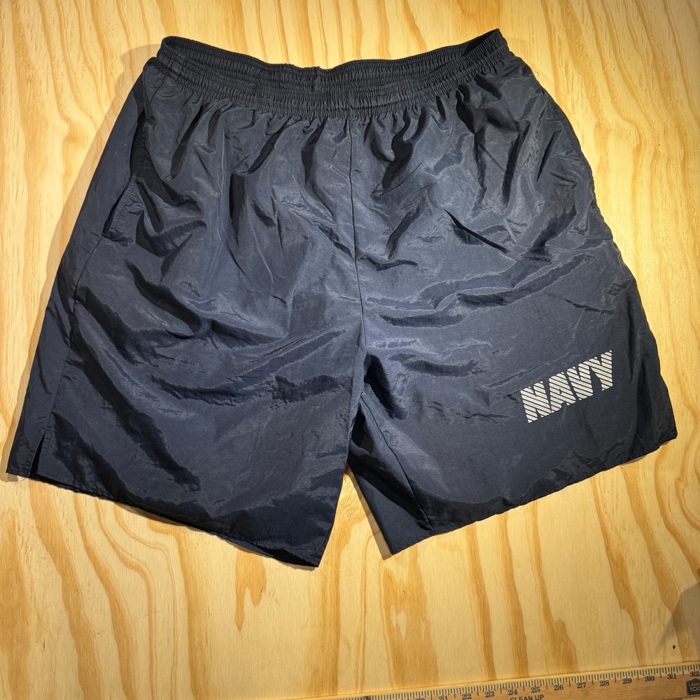 Soffe US Navy PT Shorts Mens XL Blue Nylon Athletic Training Running Made in USA
